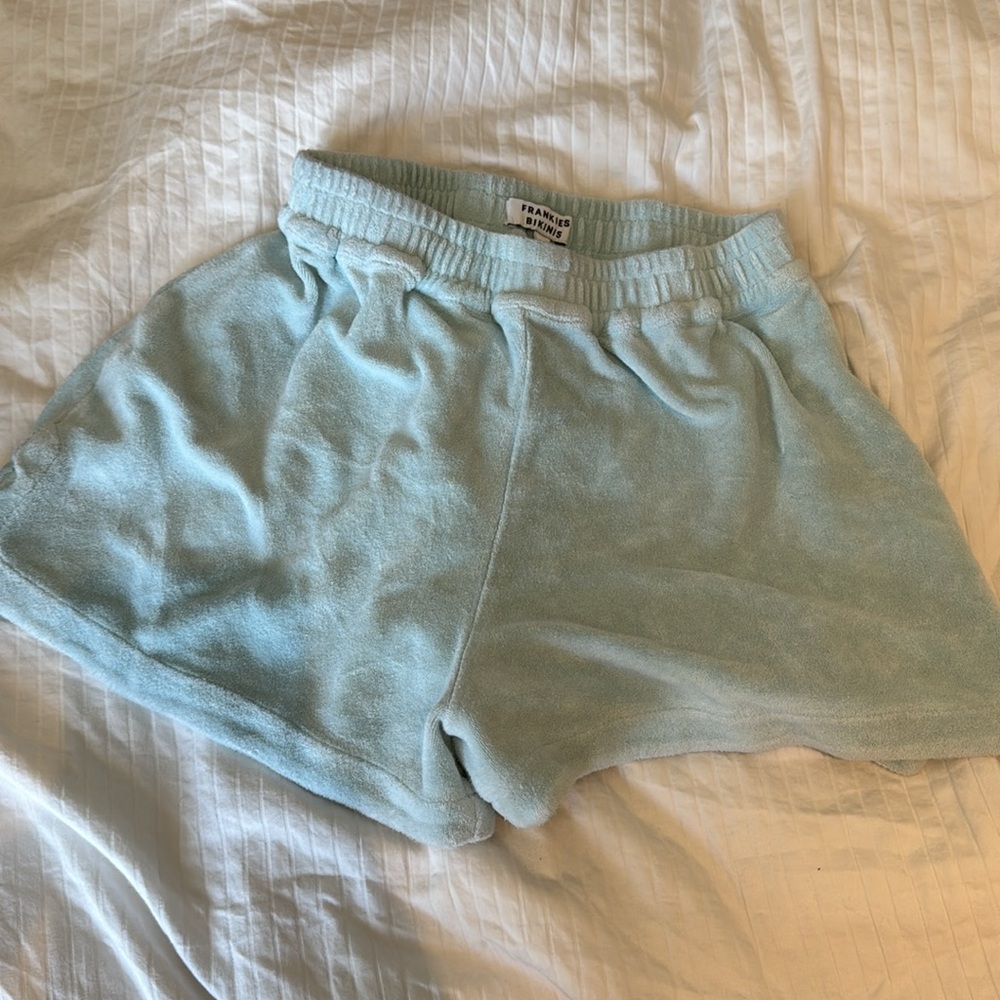 Frankies Bikinis Baby Blue Terry Shorts size L